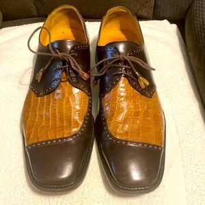Mezlan Brown/Tan leatherr and crocodile size 13 Mens shoe